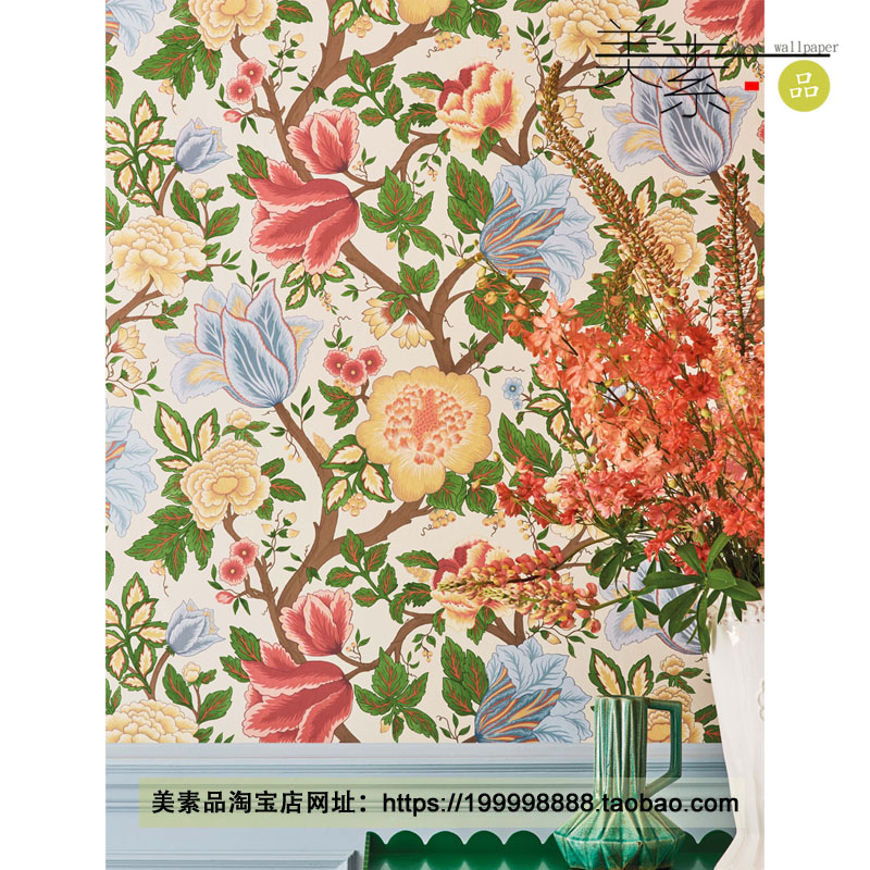 欧式大花墙纸复古花朵