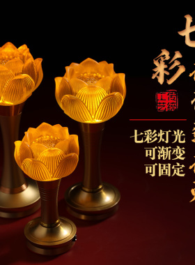 2026新款莲花灯家用供佛一对长明灯观音led琉璃菩萨插电佛前供灯