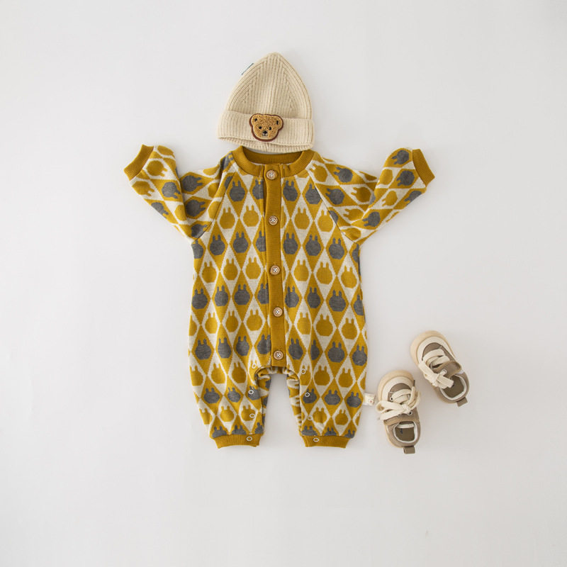 婴幼儿春秋装洋气连体衣新生宝宝韩版超萌连身哈衣男宝宝外出爬服