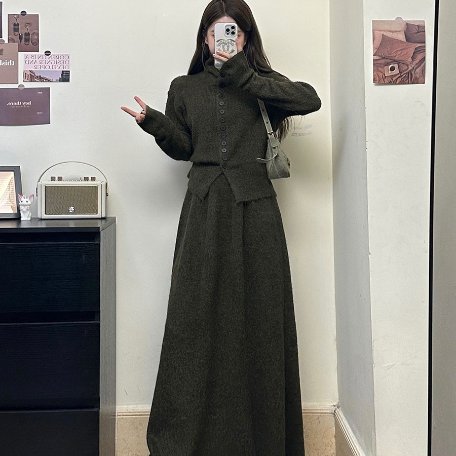 外套高腰显瘦垂感气质A字裙女