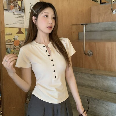 短袖T恤女夏季正肩纯欲显瘦