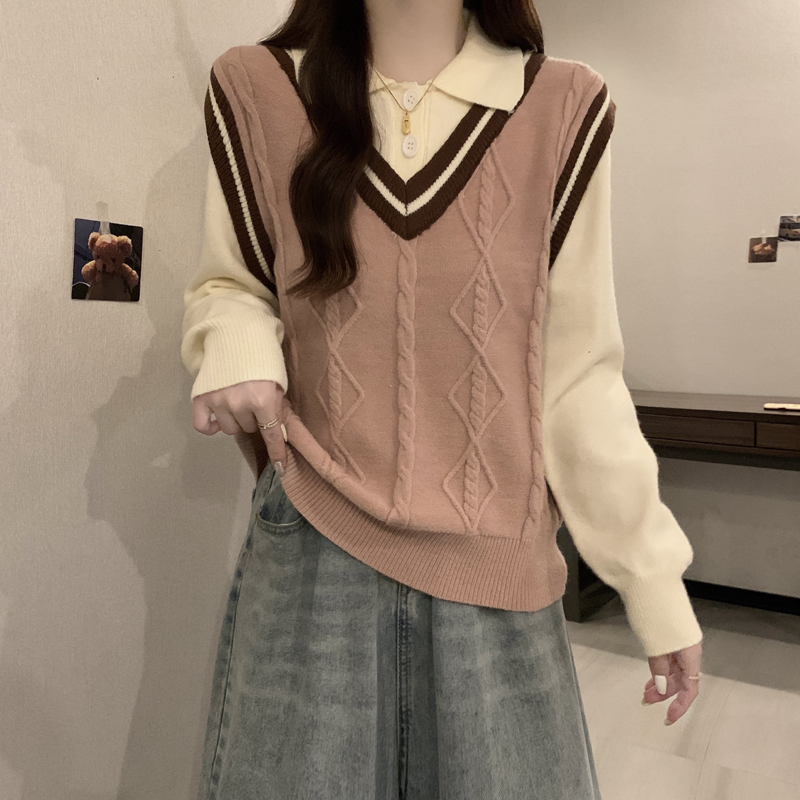 针织衫胖妹妹设计感学院风上衣