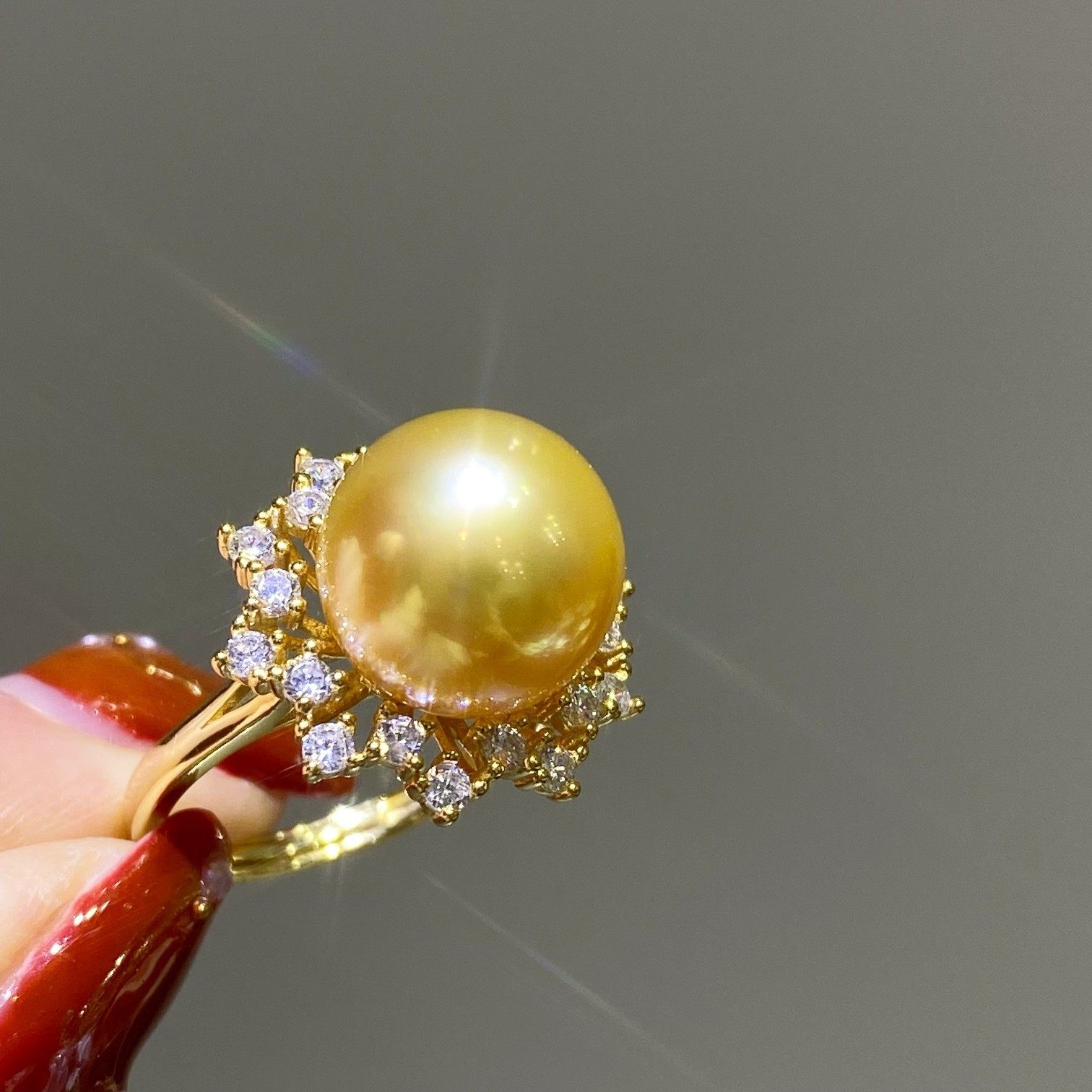 S925纯银戒指11-12mm南洋金珍珠超闪锆石镶嵌贵气用雍容配件,珠宝/钻石/翡翠,手饰,淘宝优惠券,粉丝福利购,淘宝优惠卷