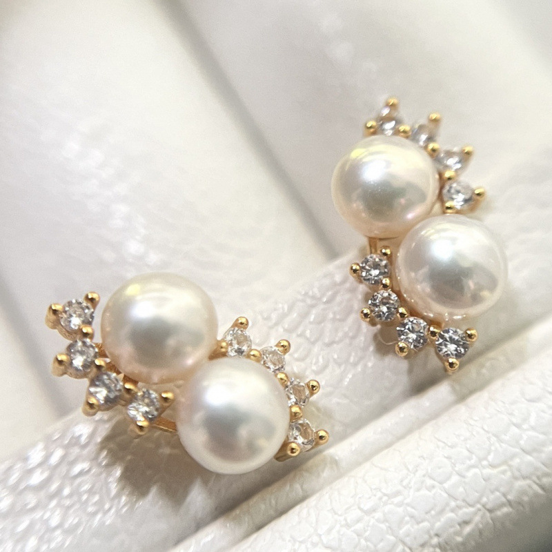 银质淡水珍珠耳钩冷白光耳钉龙珠