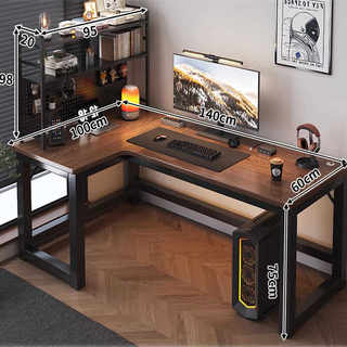 简易出租屋台式电脑桌化妆台一体家用卧室转角小型双人书架书桌子