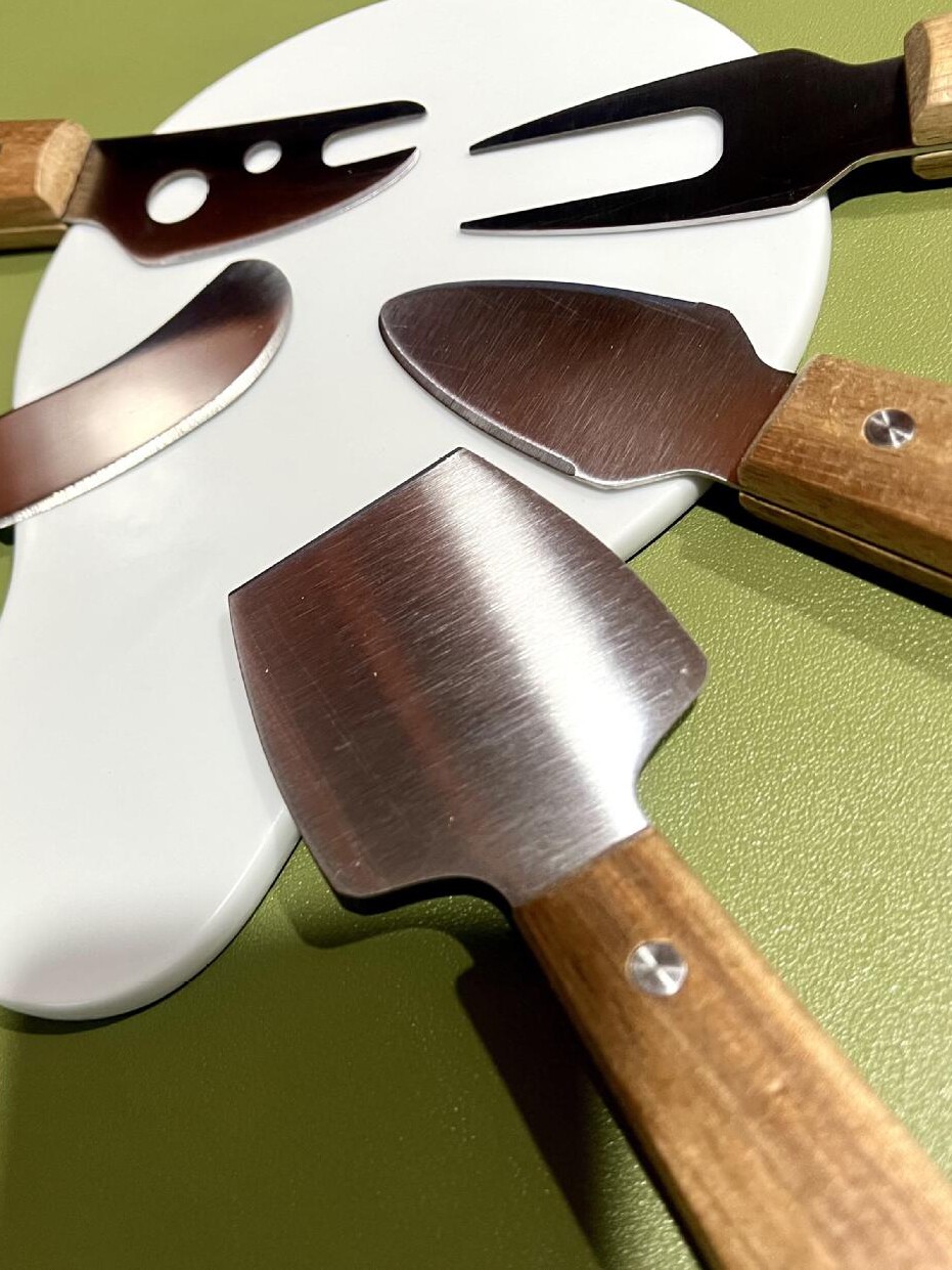 相思木柄不锈钢芝士刀套装奶酪刀餐叉帕马森刀sleaver竹木柄茶刀