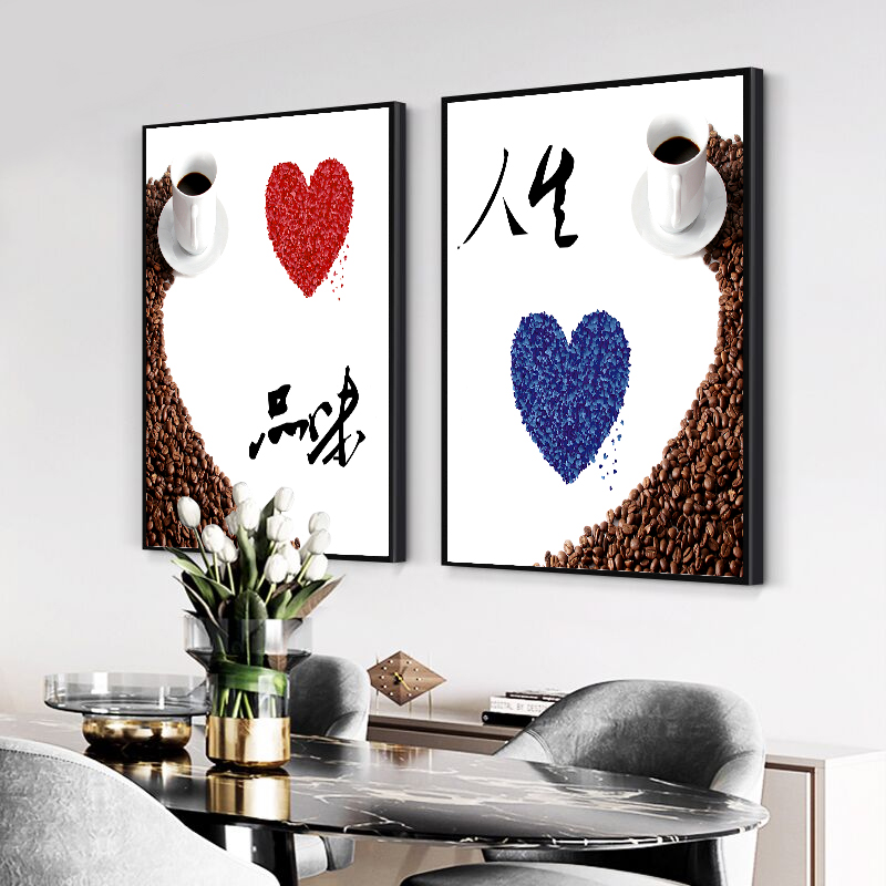 北欧餐厅装饰画现代简约客厅饭厅墙面挂画小清新餐桌厨房两联壁画图片