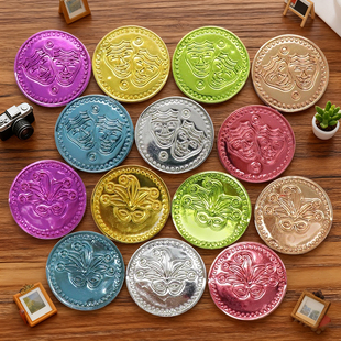 小丑币加勒比海盗金币仿真假硬币玩具道具儿童奖励彩色塑料游戏币