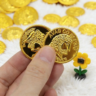 老人头金色币儿童玩具假币早教塑料金币道具游戏桌游筹码海盗金币