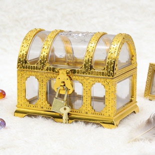 儿童玩具百宝箱海盗寻宝藏游戏道具藏宝箱收纳盒子珠宝金币小宝箱