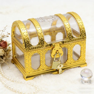 带锁零钱硬币收纳盒小盒子儿童百宝箱卡片积分卡桌面收纳盒藏宝箱