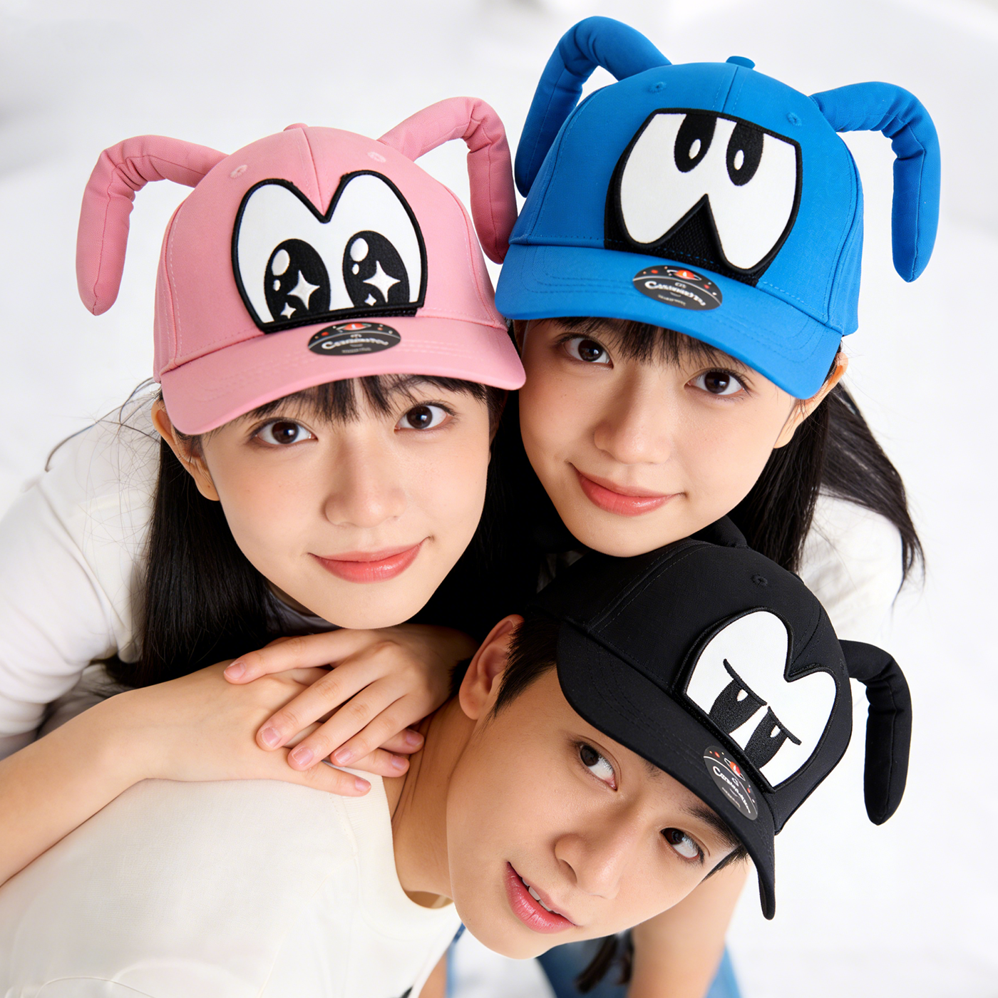 语罐头原创可爱魔术贴蚂蚁大眼粉红礼物情侣加大头鸭舌棒球帽