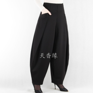花苞萝卜舞裤 天香缘2026春秋季 哈伦裤 女长裤 73818 高腰夸张灯笼裤