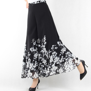 显瘦九分裙裤 天香缘夏季 高腰时尚 女士薄款 X675 印花高腰宽松阔腿裤