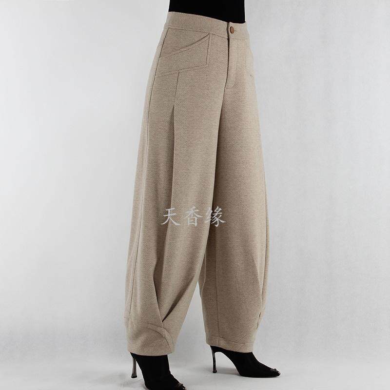 天香缘女裤冬季米色灯笼裤女休闲哈伦裤高腰花苞裤阔腿舞裤97638