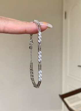 个性饰品星光双轨十字间钻钻石手链女时尚百搭小众高级感设计手饰