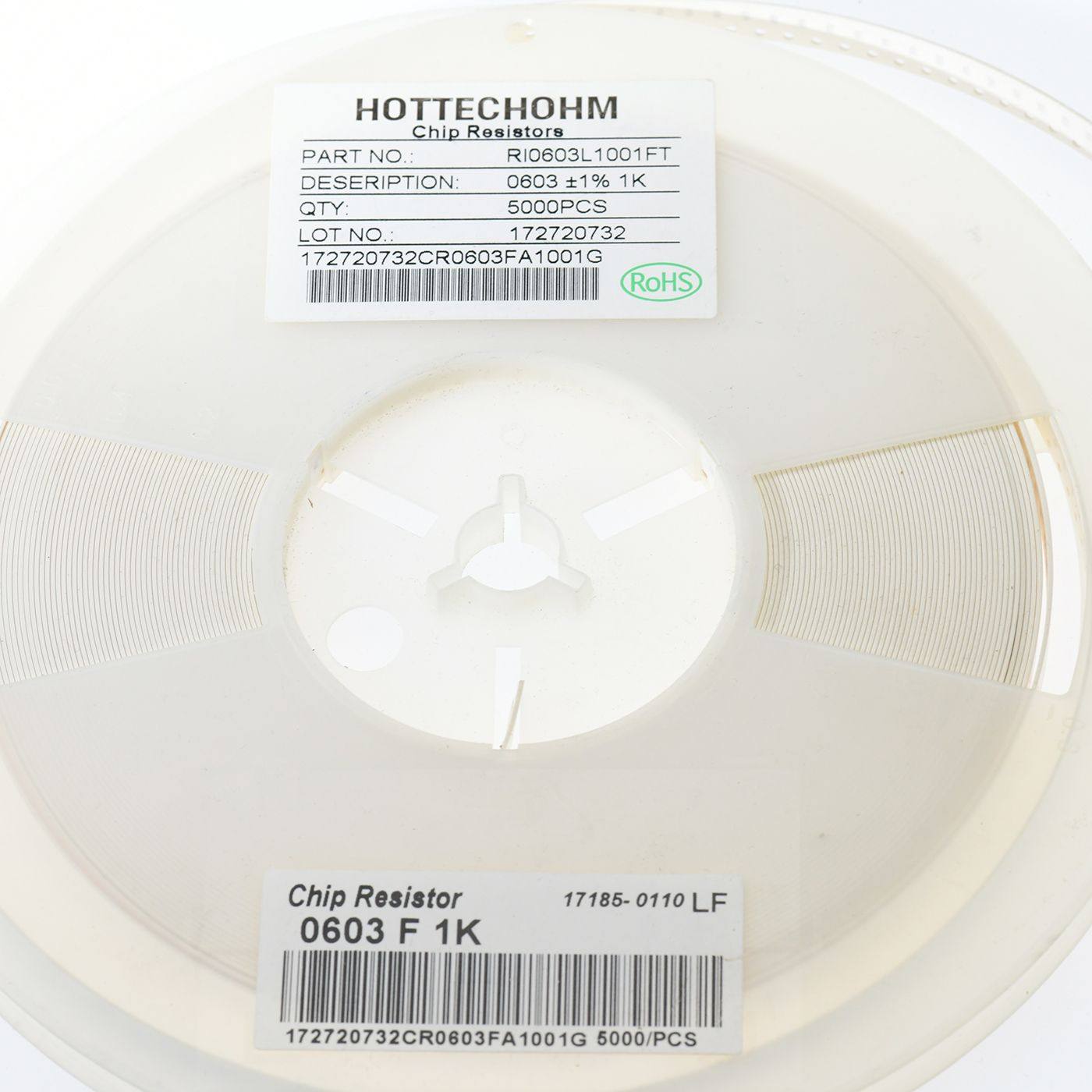 0603 1% 1K 贴片电阻 0603WAF1001T5E  RC0603FR-071KL