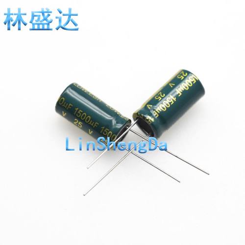 电解电容 25v1500uf尺寸10x20mm直插铝电解电容  1500uf 25v