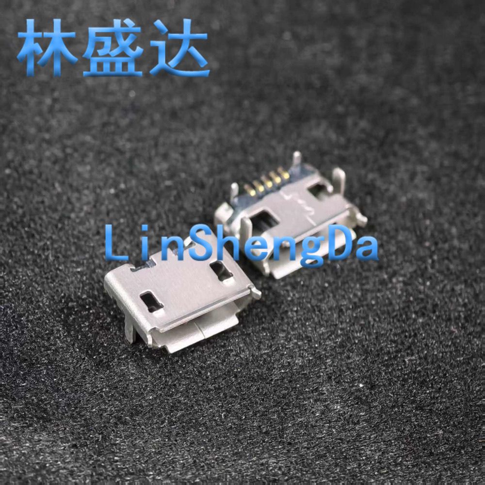 MICRO USB母座 5P 4脚固定 牛角AB口卷边 充电 安卓/尾插 USB插口