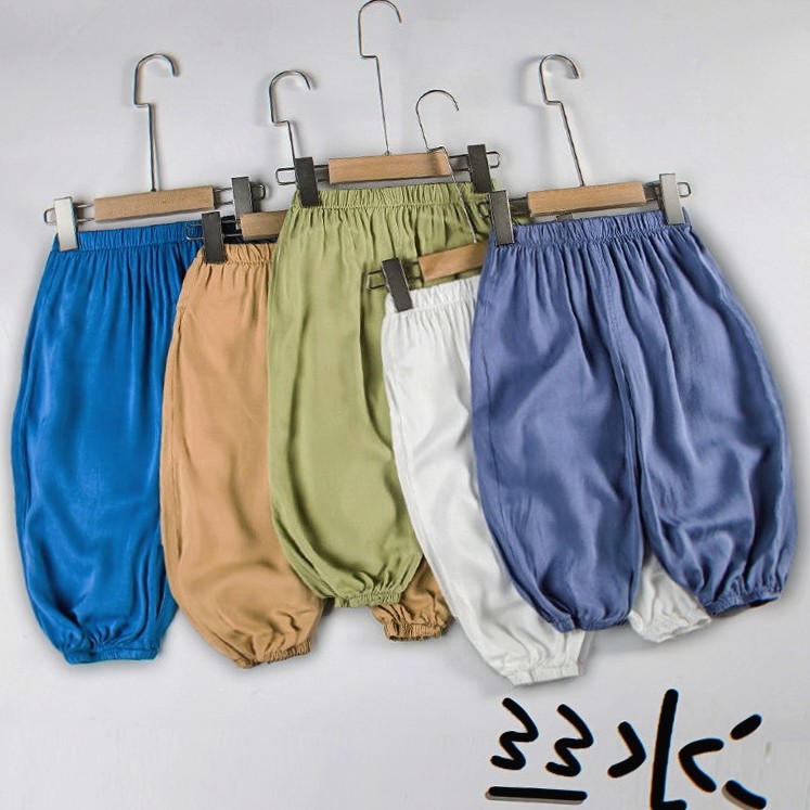 夏装冰丝棉麻灯笼裤女宝宝防蚊裤夏季薄款男小童百搭空调长裤