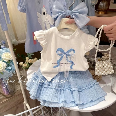 装时髦小女孩半身裙女童公主裙夏两件套装2025新款洋气儿童夏季套