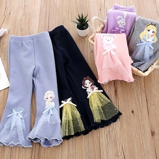 子小女孩百搭长裤 2024春装 儿童外穿洋气裤 春秋新款 潮 女童喇叭裤