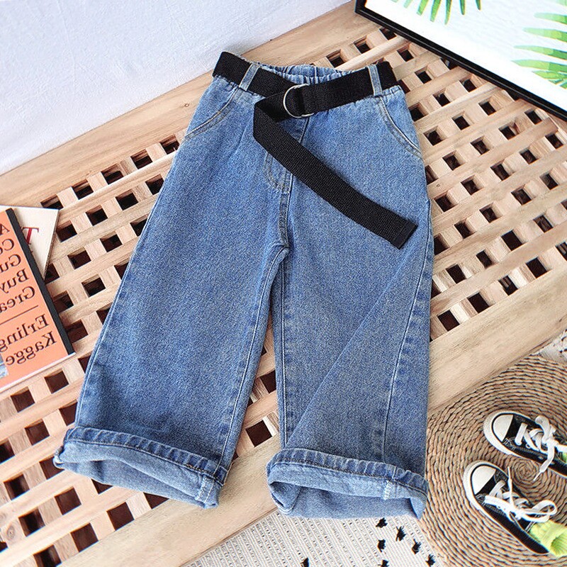 2024春夏新款女宝宝秋季儿童阔腿裤时尚牛仔裤长裤宽松百搭直筒裤