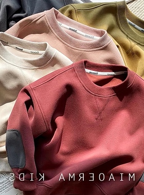 春秋新款中小童休闲时尚卫儿童纯色卫衣亲子衣男女童外穿百搭上衣