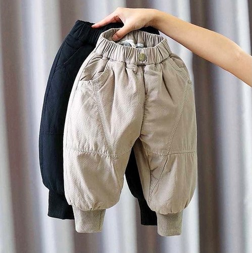 2023冬季新款儿童三层夹棉长裤男童加厚棉裤宝宝冬装宽松洋气裤子