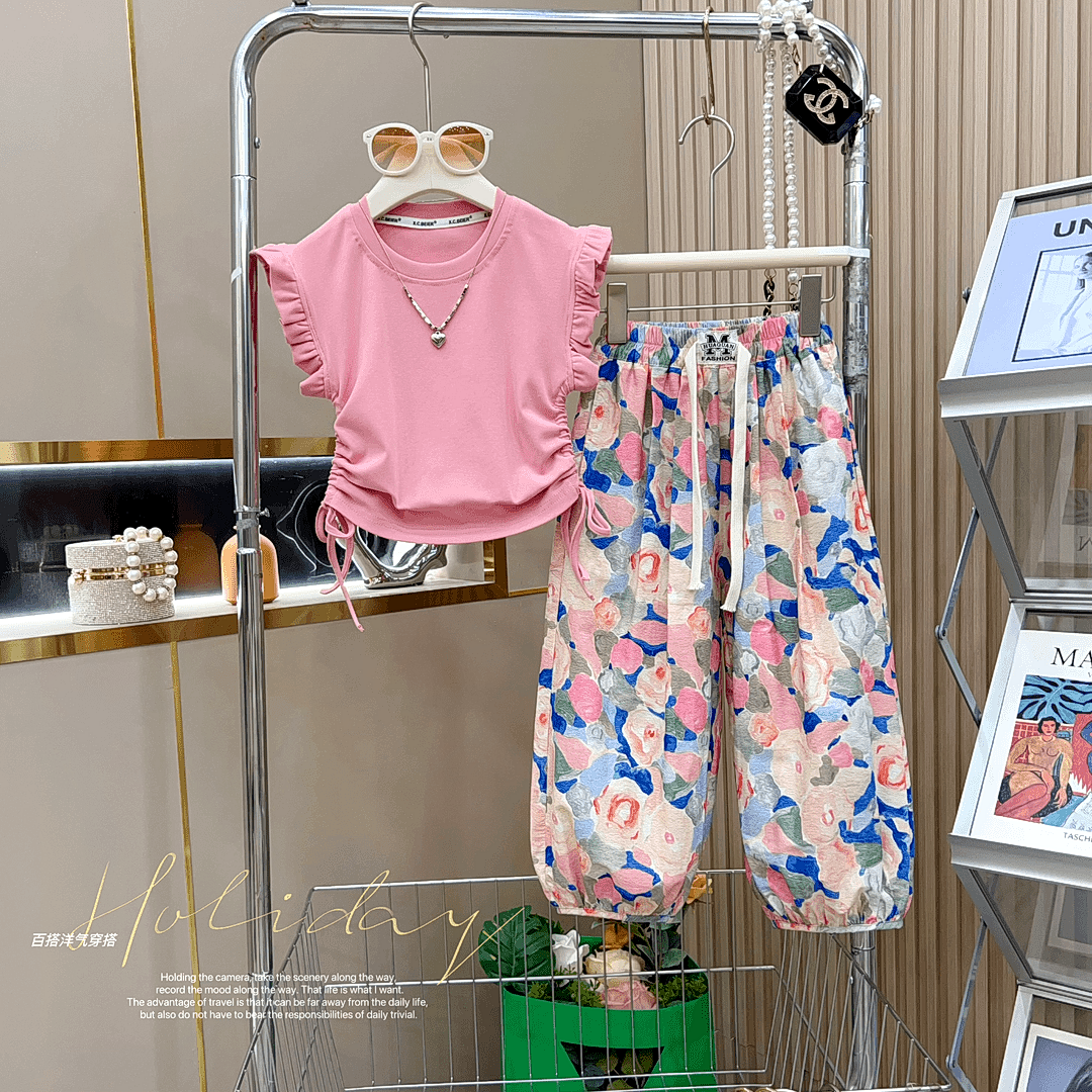童冰丝防蚊裤背心两件女童夏季套儿套装2025新款时髦洋气女孩夏装