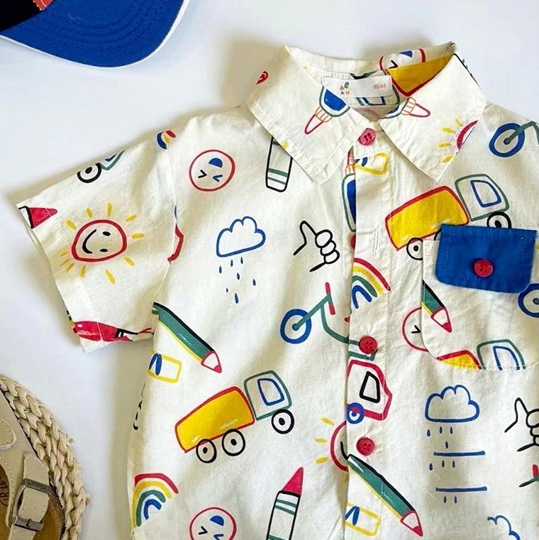 2023男童夏装宝宝短袖衬衫韩系童装时尚设计感潮洋气儿童