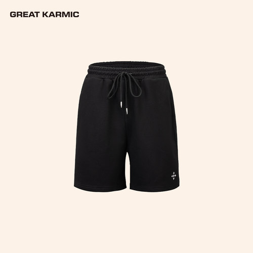 GREATKARMIC 十字箭亲肤弹力休闲短裤宽松情侣夏季直筒五分裤GRKC