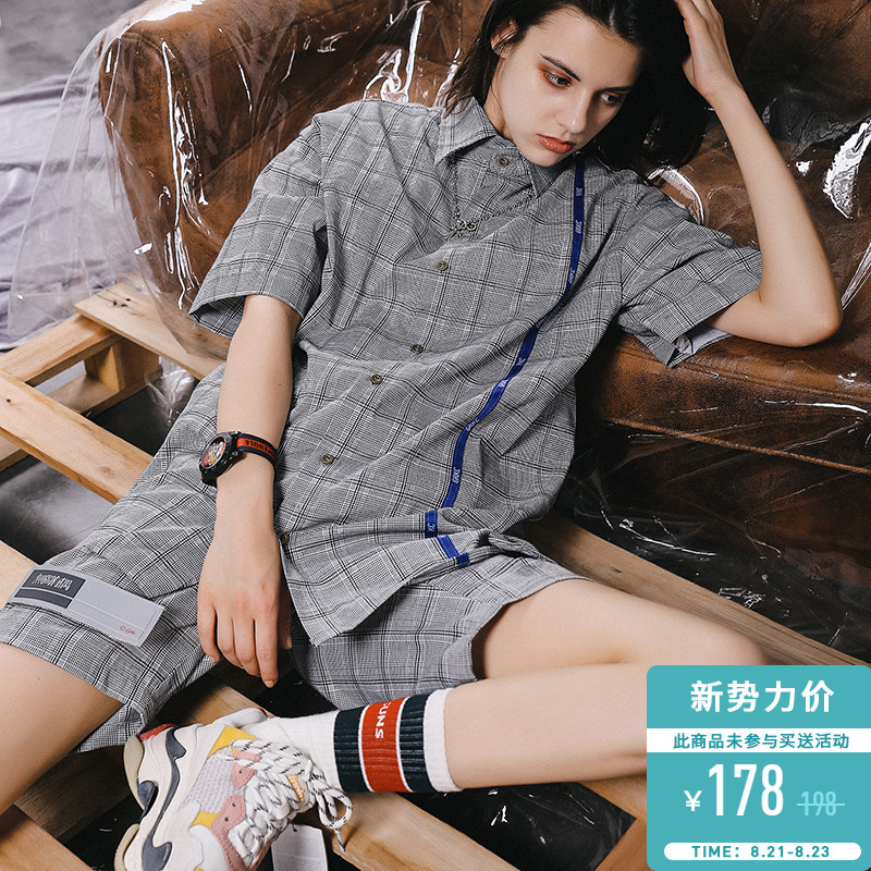 GRKC官方 復古小串標短袖襯衫T恤男女情侶嘻哈街頭潮牌國潮
