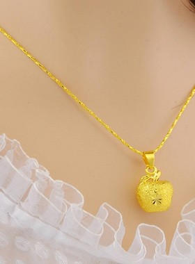 越南沙金圣诞节平安夜 红绳苹果项链女黄金饰品送女友婚庆礼物