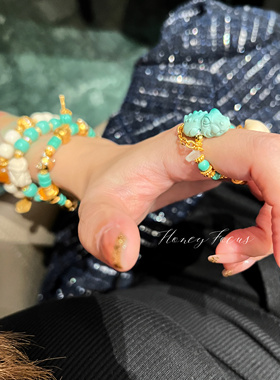 HONEY FOCUS 小鳄鱼戒指 小众手工原创民族风戒指 925银合成锆石