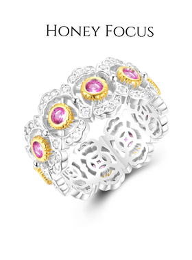 HONEY FOCUS春日来信戒指 银色小众优雅淑女风戒指 925银合成锆石