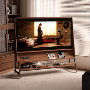 形影家具实木可移动电视机柜客厅家用小户型落地中古风电视支架