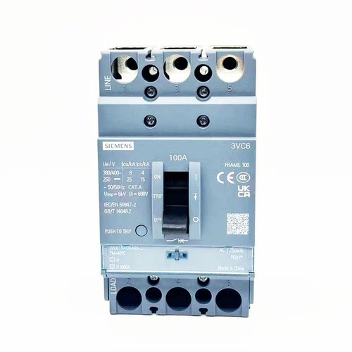 西门子3VC6塑壳配电断路器 8KATMF 3P100A 3VC61100AA030AA0