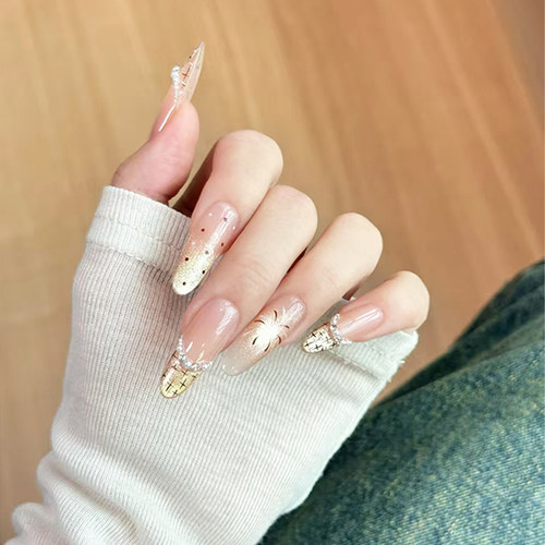 新年法式烟花闪钻猫眼穿戴甲