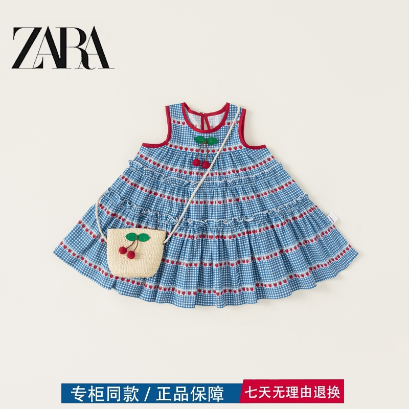三折品牌特价清仓撤柜亲子装中小童夏季甜美格纹无袖背心连衣裙