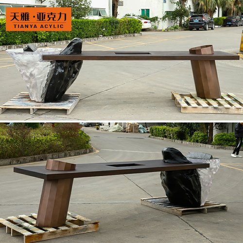 高档轻奢定制茶桌桌子茶台玻璃钢实木极简意式别墅家用长方形茶室