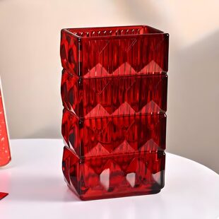 轻奢璀璨水晶玻璃花瓶透明水培客厅插干鲜花装饰摆件喜庆过年花器