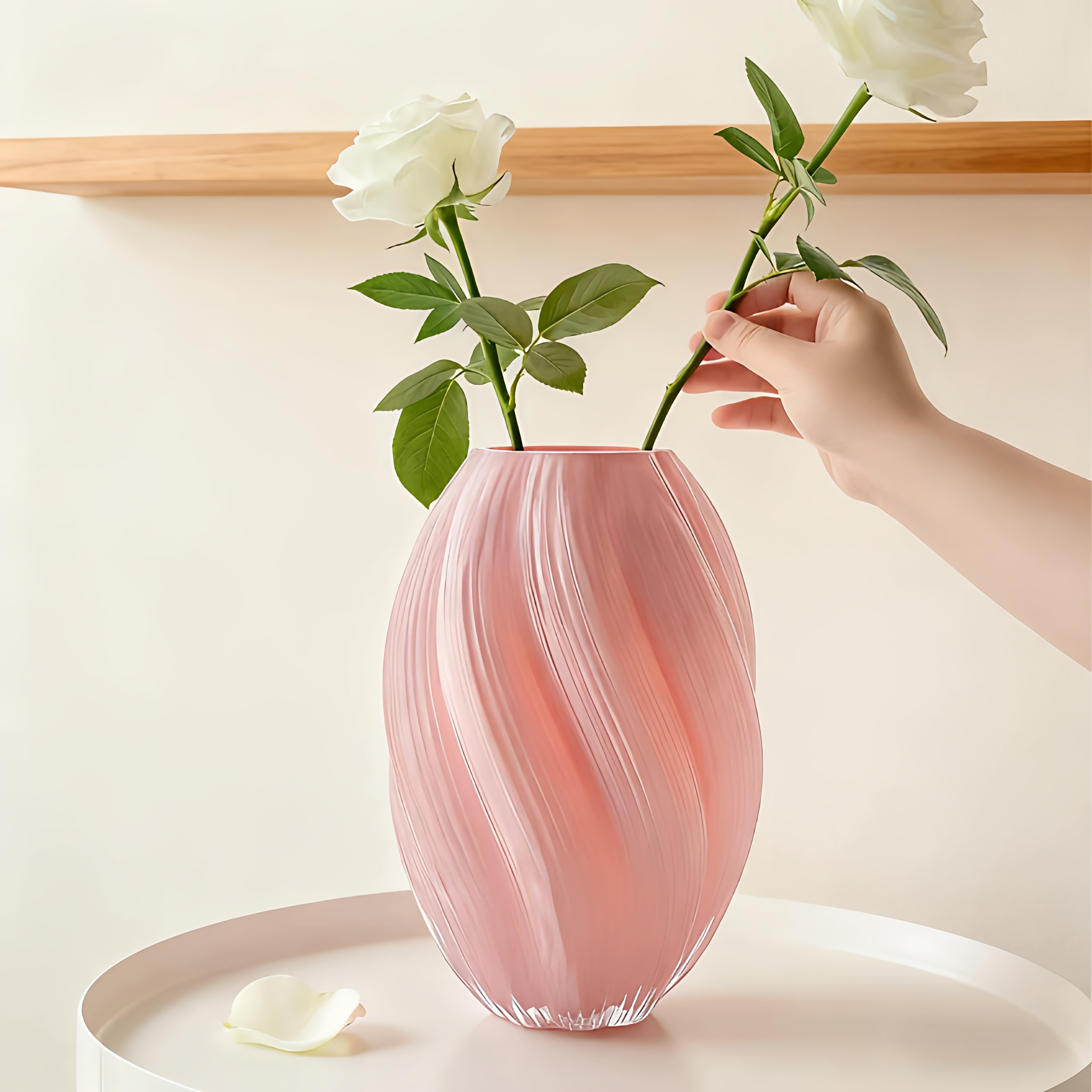 轻奢高级感玻璃花瓶麦芽糖加厚花器客厅桌面水培摆件餐桌插花装饰