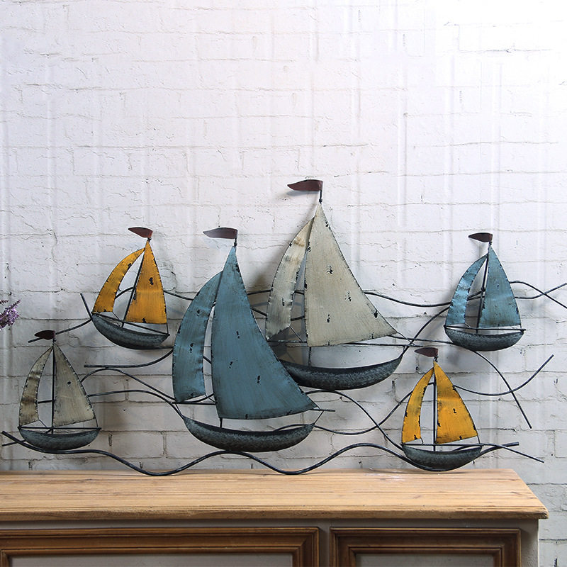 Retro Industry Iron art Sailing Wall hanging wall ornament coffee Restaurant bar originality Wall decoration Soft loading Pendantsin the Home accessories , Mural  category - from Buy2taobao.com to provide professional Taobao agent buy service