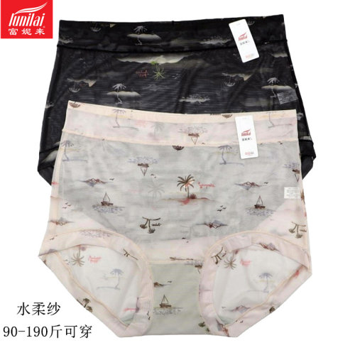 加肥加大码高腰性感网纱女蕾丝
