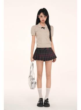 BYEMYPIE美式辣妹格纹百褶短裙女显瘦穿搭包臀A字半身裙jk纯欲风