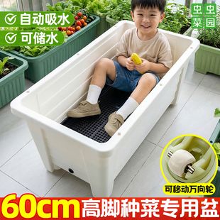 阳台种菜专用盆花盆长方形大号特大懒人自吸水户外庭院高脚种植盆