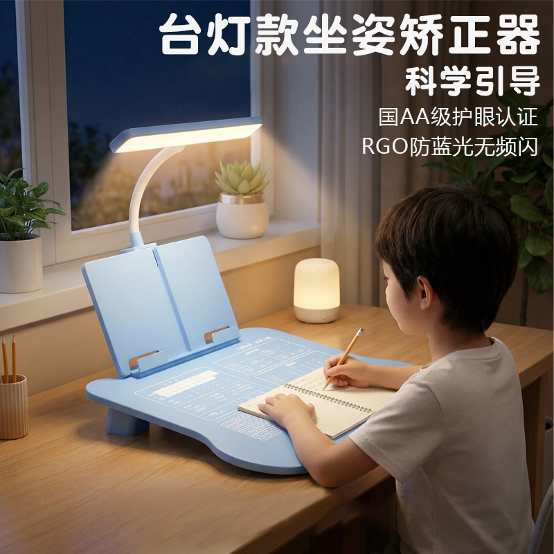 带灯坐姿矫正器小学生桌面款儿童正姿可托下巴写字姿势纠正支架防低头护眼视力保护器写作业学习桌书桌防驼背