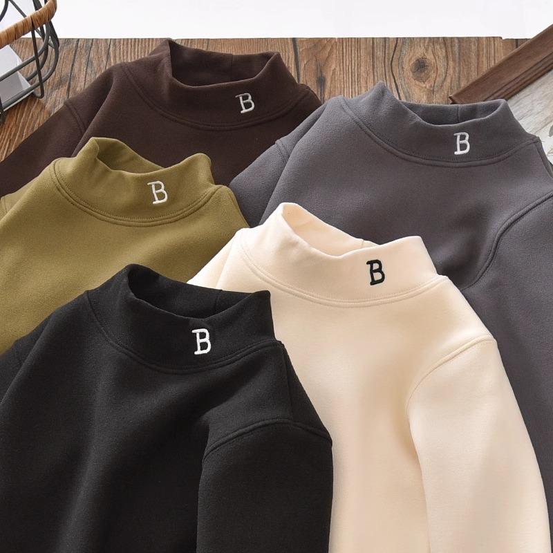 男童半高领打底衫冬季加绒长袖