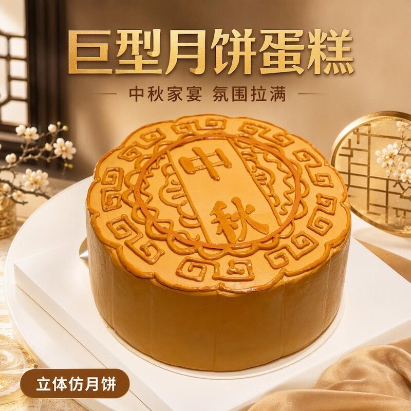 【月饼蛋糕】中秋主题巨型月饼造型奶油生日蛋糕国风节日送礼北京